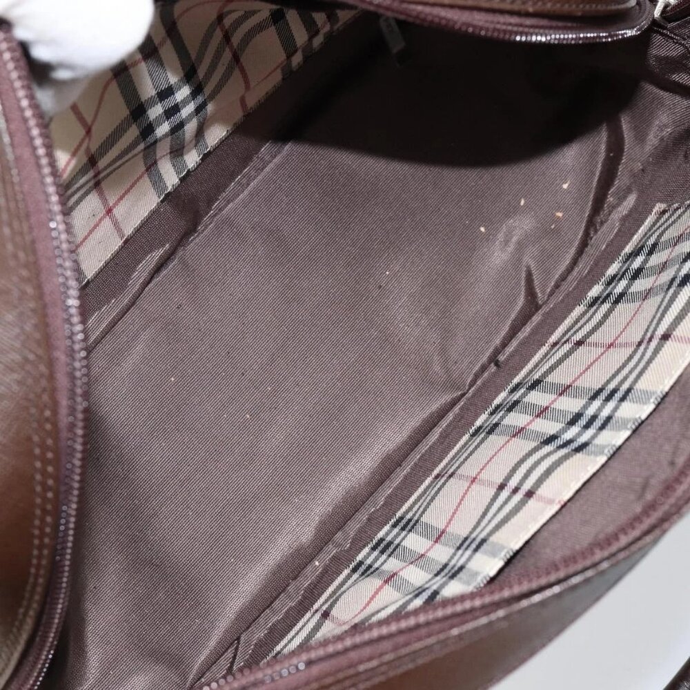 BURBERRY Hand Bag Leather Brown Silver Auth - Picture 13 of 16